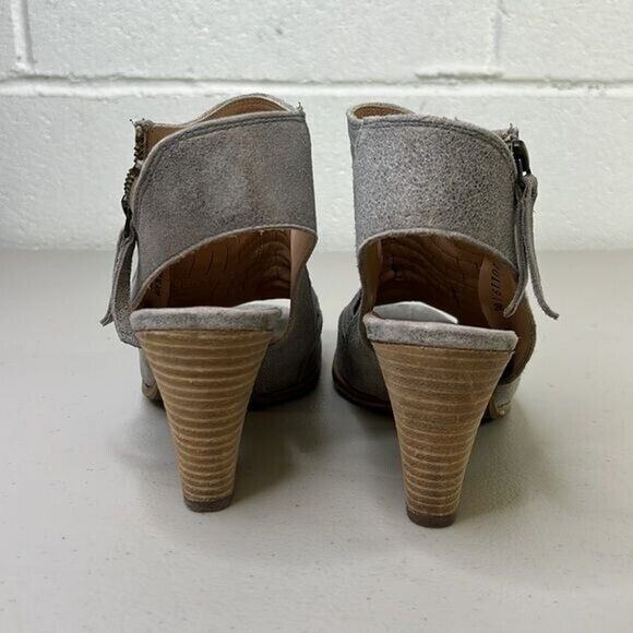 Paul Green Cayanne Peep Toe High Heel Booties Smoke Brush Metallic Sz6.5 boot - Picture 4 of 7